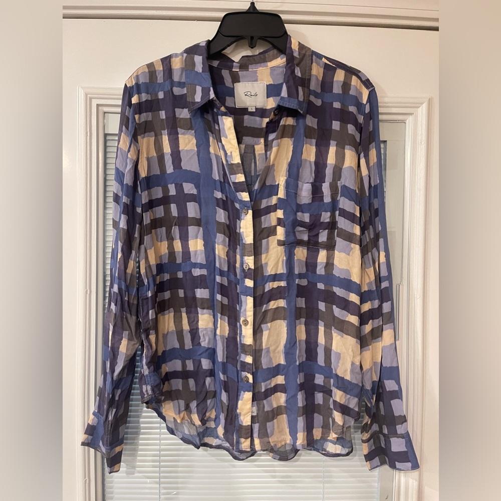 RAILS blue and cream plaid blouse